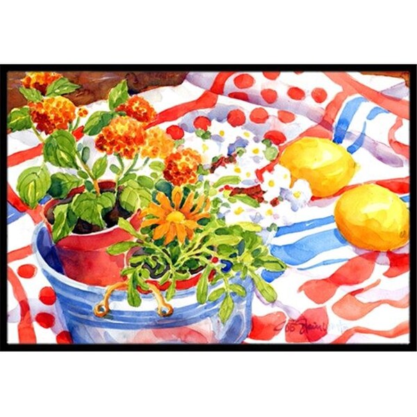 Carolines Treasures Carolines Treasures 6058MAT Flowers with a side of lemons Indoor Or Outdoor Mat - 18 x 27 in. 6058MAT - main